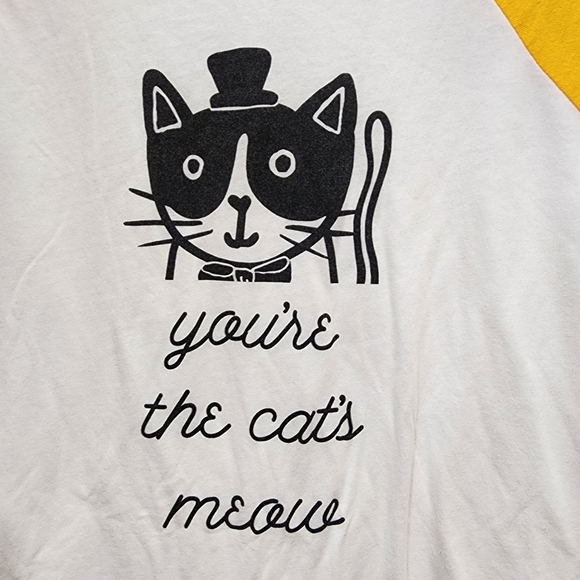 Bob's sketchers You're the cats meow graphic raglan t-shirt woman's size large - Picture 5 of 8